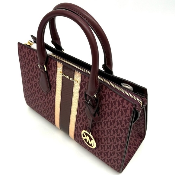 Michael Kors Sheila Medium Center Zip Satchel Bag Ox Blood Multi - Picture 6 of 11